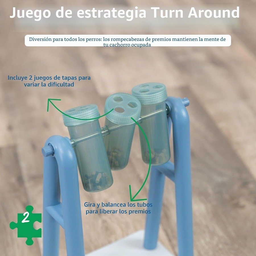 Ver imagen 4 de 6: Detalle de los tres tubos giratorios del Turn Around y de los dos juegos de tapas que permiten variar la dificultad